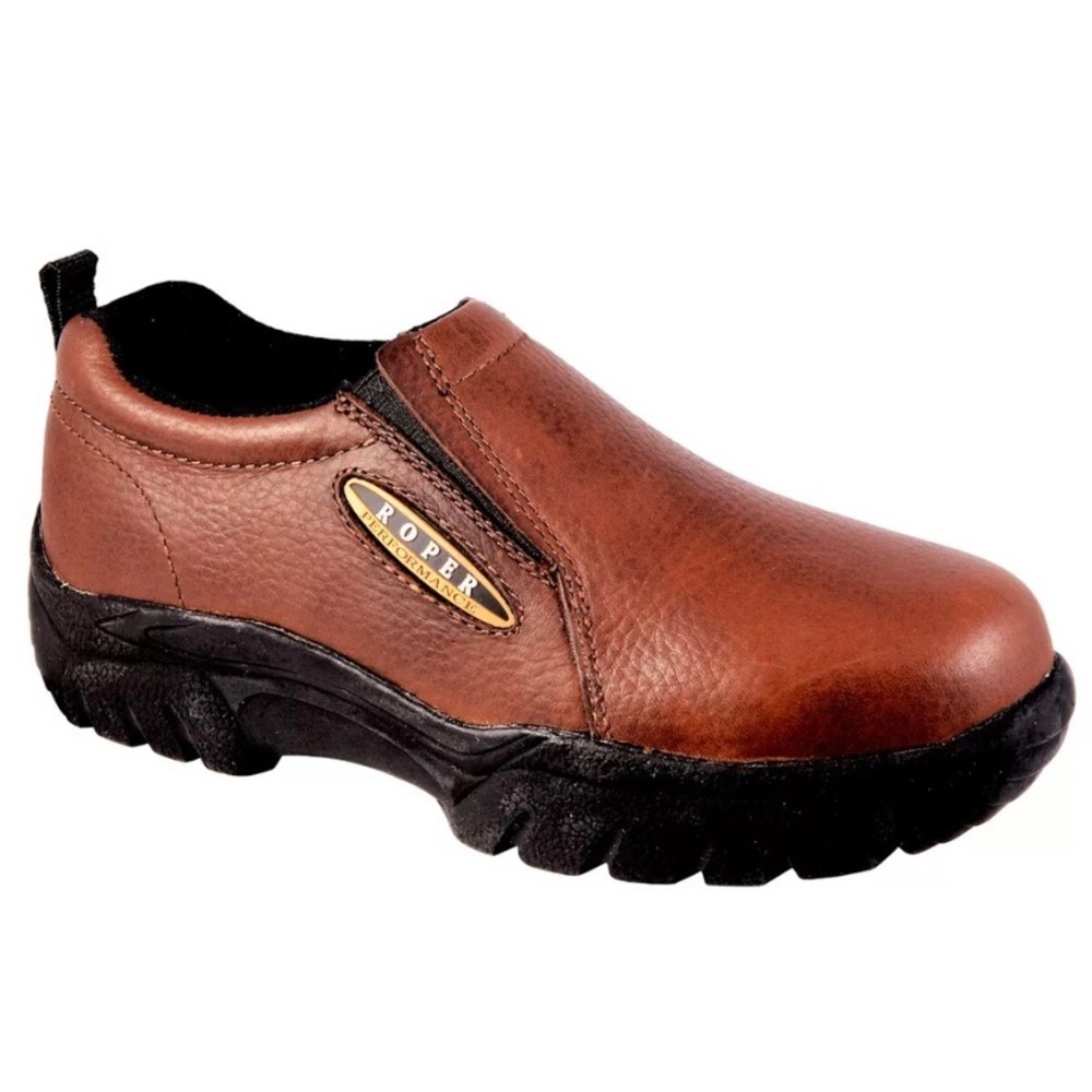 Roper Women’s Performance Brown Tumbled Leather Sport Comfort Slip-On Shoes 7.5